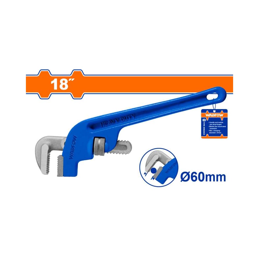 Изображение товара Ключ трубный WadFow 450 мм, 60 мм 6/12 WPW6118