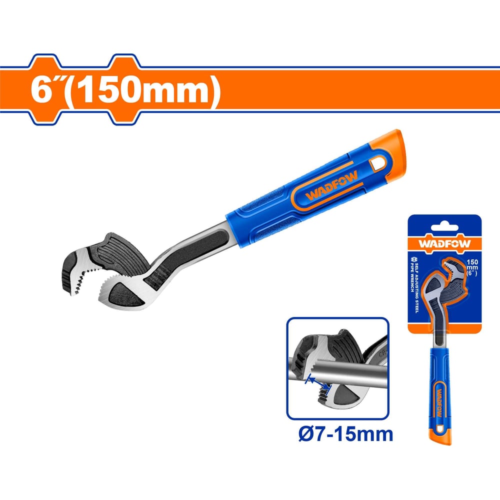 Изображение товара Самозажимной ключ WadFow 150 мм для труб 7-15 мм, легкий и надежный