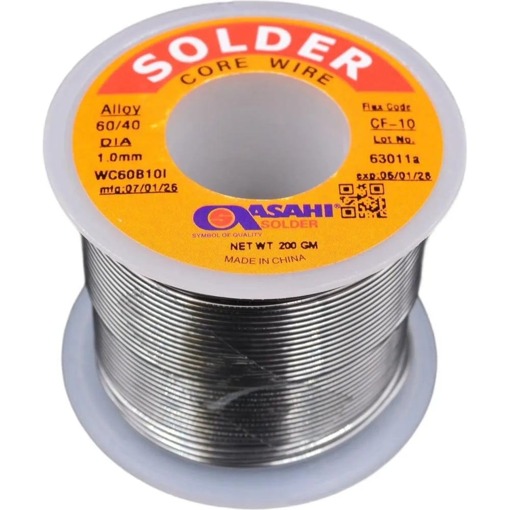 Изображение товара Припой ASAHI Sn60/Pb40 1,0мм с флюсом RA (0,20 кг)