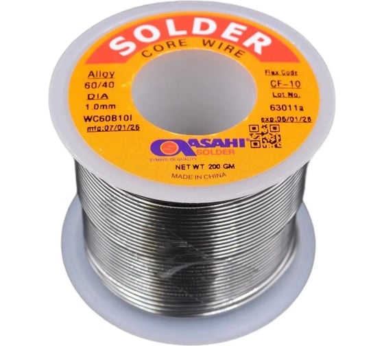 Изображение товара Припой ASAHI 1,0мм 0,20кг Sn60/Pb40 (CF10 флюс RA) 00-00017540