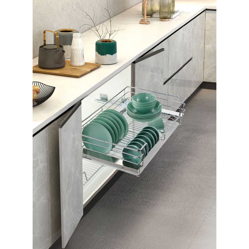 Изображение товара Сушка для мисок и тарелок Mebax Chrome, распашной фасад, 700 мм, хром 46467000 00-00003485