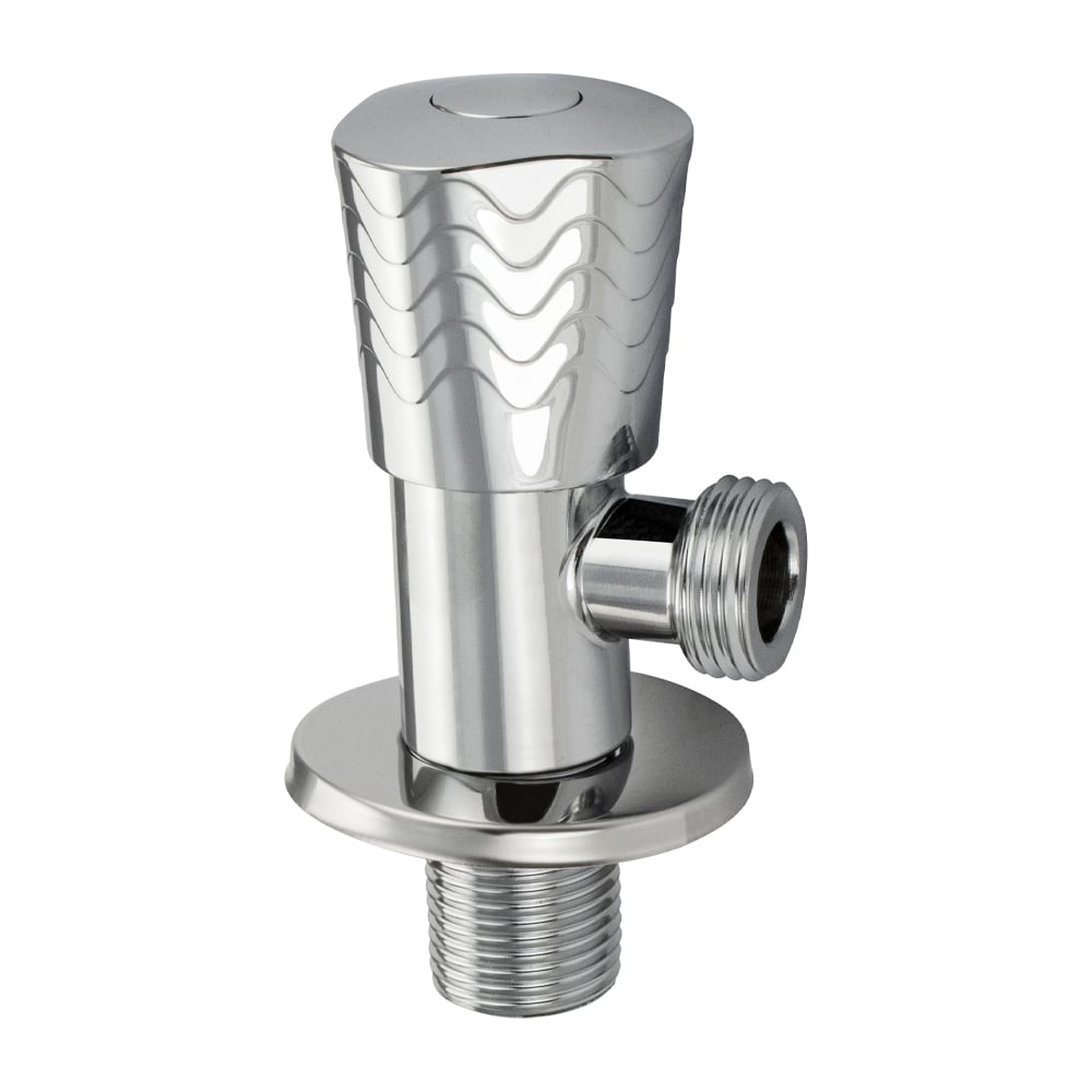 Изображение товара Кран угловой Санакс МАГНУС 1/2х1/2 м/к, хромированный, с отражателем, из нержавеющей стали марки 201 9278