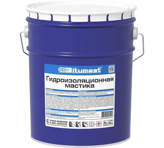 Изображение товара Мастика гидроизоляционная Bitumast 10л/9кг 4607952904545