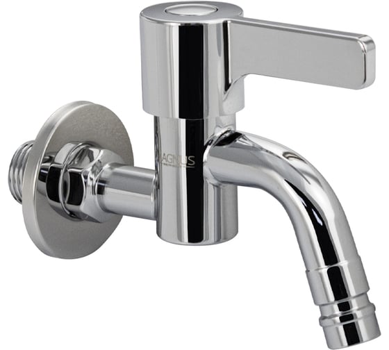 Изображение товара Кран водоразборный Санакс МАГНУС на 1/2, 10 см от стены, металлокерамика, со штуцером, из нержавеющей стали марки 304, цвет ХРОМ 9249
