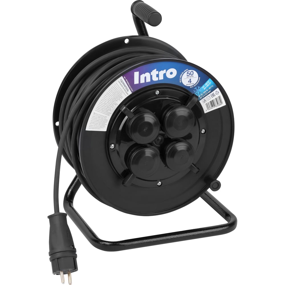 Изображение товара Удлинитель Intro RP450KG-2x2 50 м IP44, 4 розетки, 2x2,5 мм² Изображение товара Удлинитель Intro RP450KG-2x2 50 м IP44, 4 розетки, 2x2,5 мм²