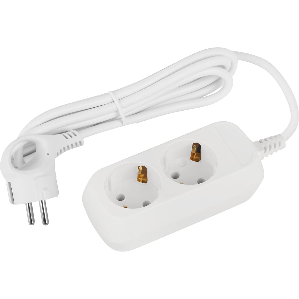 Изображение товара Удлинитель электрический Intro UE16250-W с заземлением 2 розетки 5м ПВС 3x1мм2 16А Б0060255