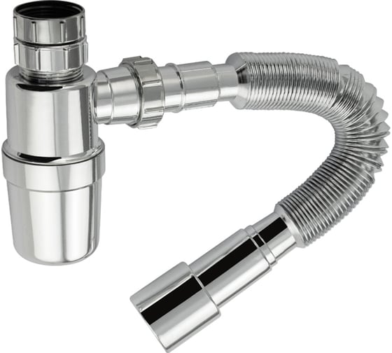 Изображение товара Сифон для мойки, раковины с гофрой Санакс хромированный, без горловины 8004