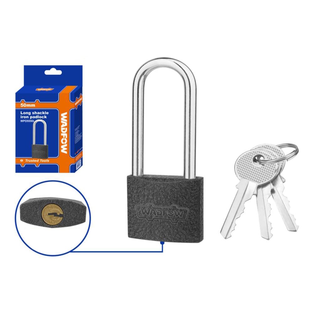 Изображение товара Замок навесной WADFOW с длинной дужкой 50 мм 6/60 WPD5550L