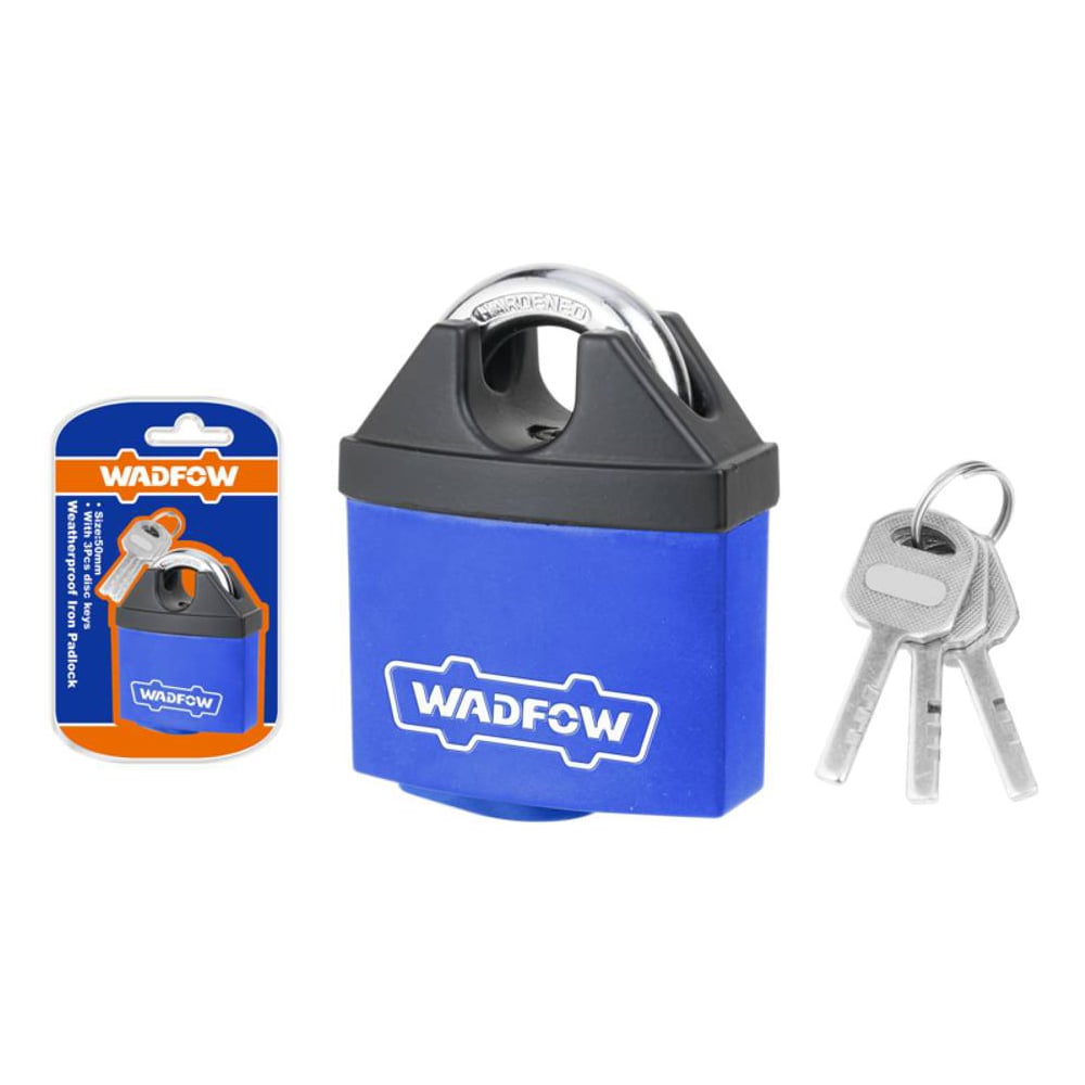 Изображение товара Навесной замок WADFOW 50 мм всепогодный синий надежный и влагозащищенный