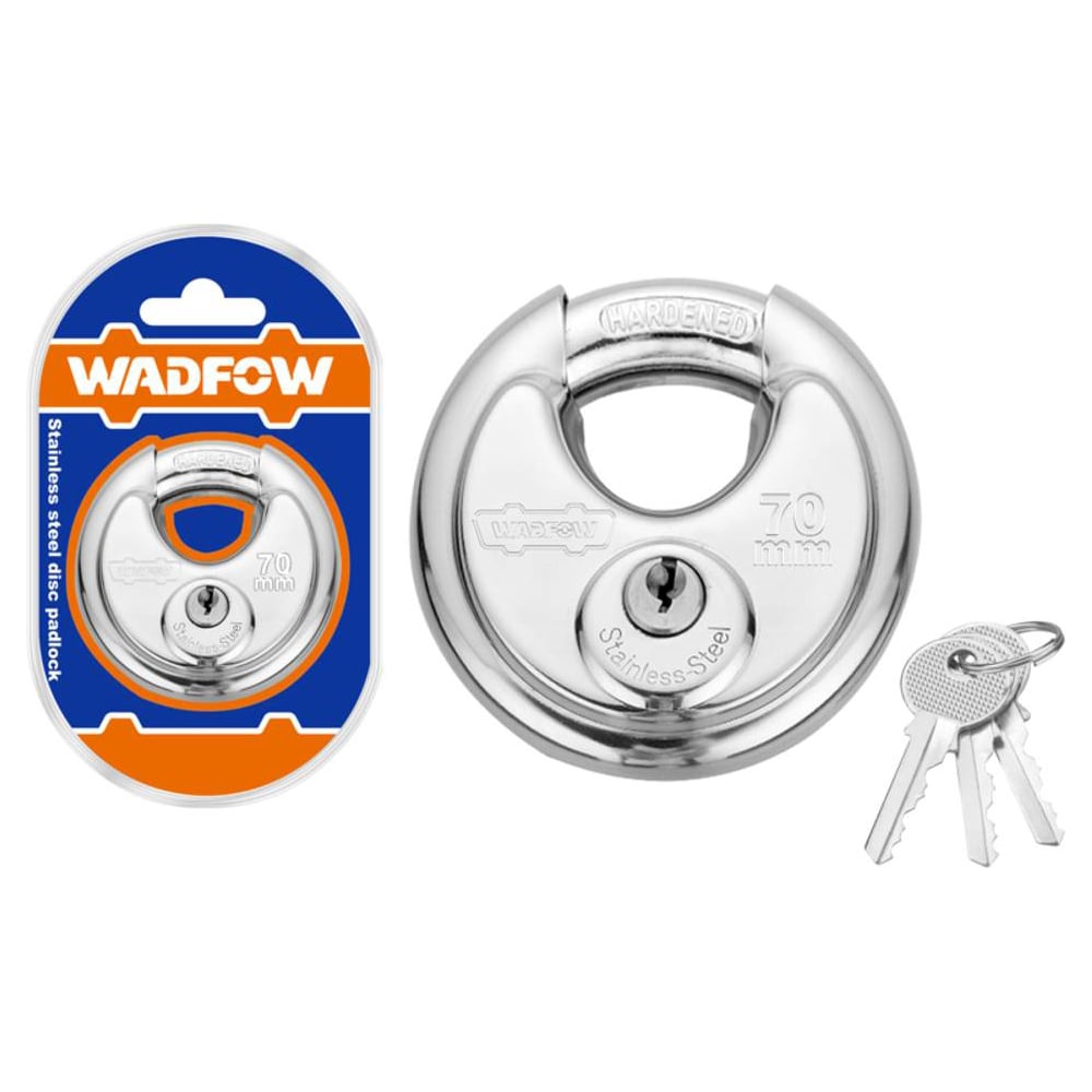 Изображение товара Навесной замок WADFOW 70 мм с цилиндровым механизмом и английским ключом
