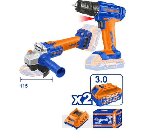 Изображение товара Набор аккумуляторного инструмента WADFOW 20В 2 шт 4 WCK20512