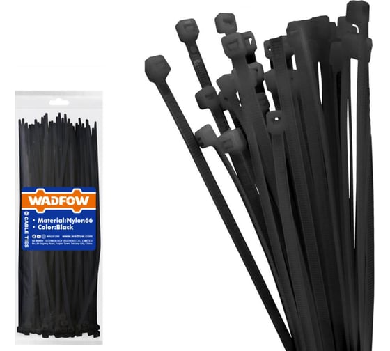 Изображение товара Кабельные стяжки WADFOW черные 9х600 мм 100 шт 8/16 WTEB560090