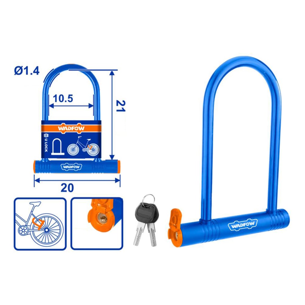 Изображение товара Велосипедный замок WADFOW 200х250 мм 6/12 WBK6125