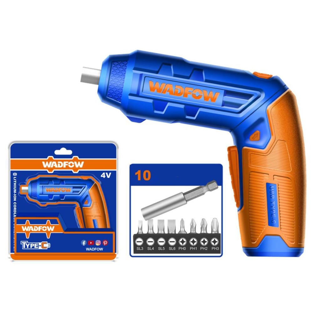 Изображение товара Отвертка аккумуляторная WADFOW 4В, 4 Нм, 1/4 Type-C 10/20 WCV4415