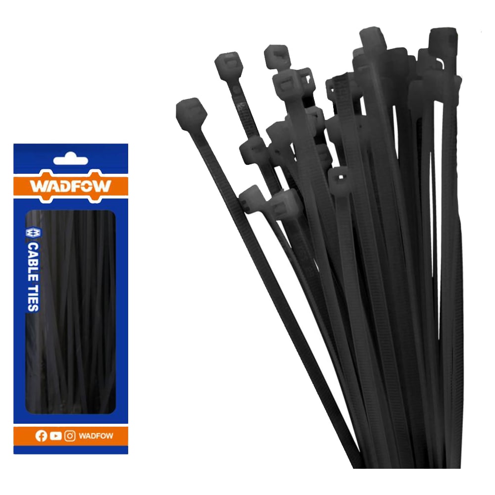 Изображение товара Кабельные стяжки WADFOW черные 2.5х150 мм 100 шт 75/300 WTEB515025