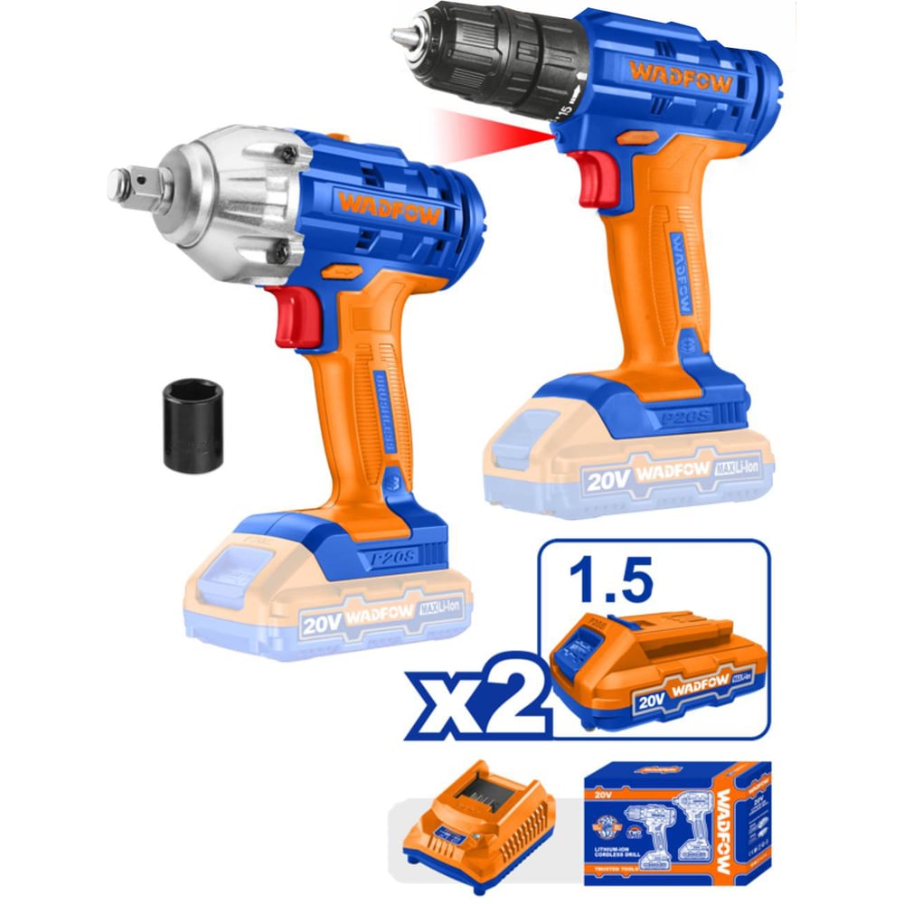 Изображение товара Набор аккумуляторного инструмента WADFOW 20В 2 шт 4 WCK2017