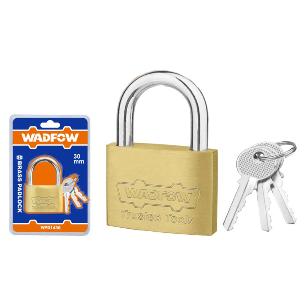 Изображение товара Навесной латунный замок WADFOW 30 мм с английским ключом и цилиндровым механизмом