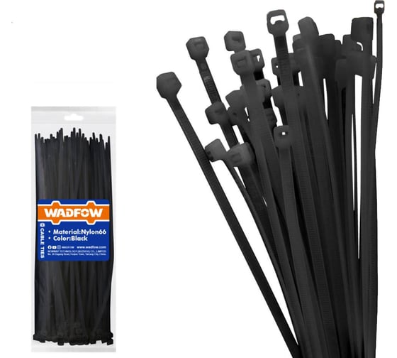 Изображение товара Кабельные стяжки WADFOW черные 2.5х100 мм 100 шт 125/500 WTEB510025