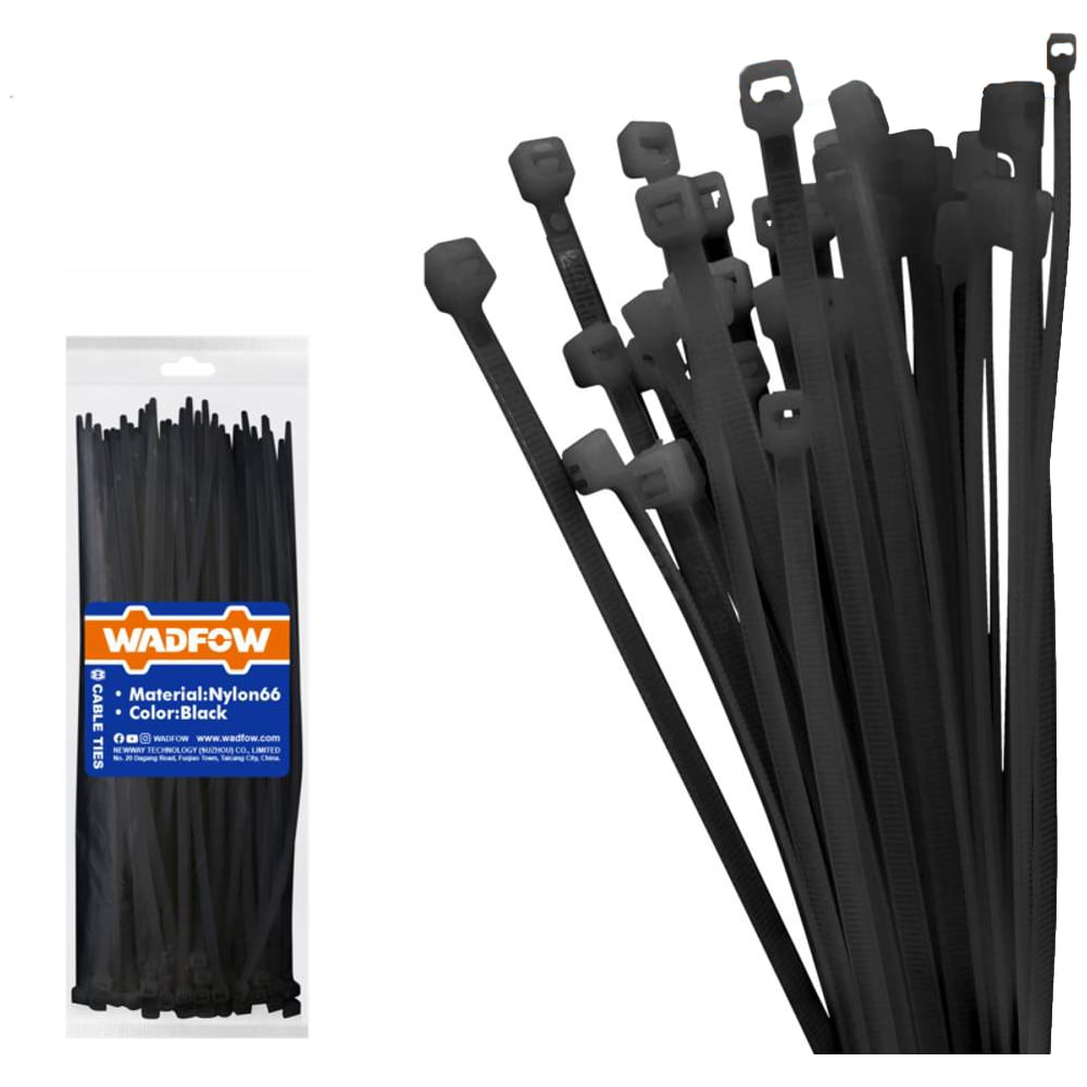 Изображение товара Кабельные стяжки WADFOW черные 4.8х250 мм 100 шт 70/140 WTEB525048