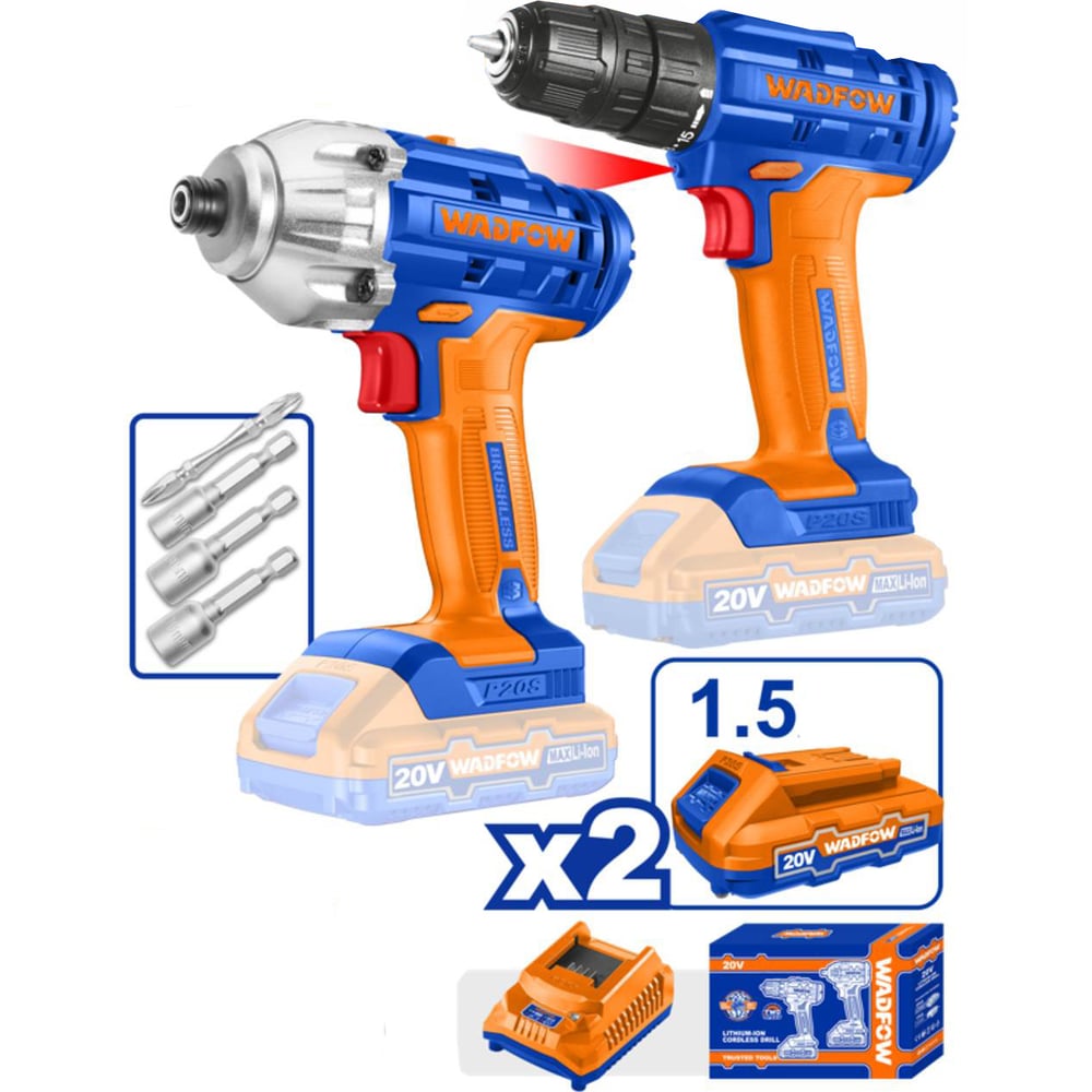 Изображение товара Набор аккумуляторного инструмента WADFOW 20В 2 шт 4 WCK2016