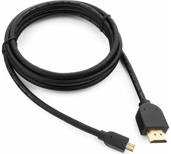 Изображение товара Кабель HDMI-microHDMI Cablexpert v2.0 19M/19M 1.8м медь, позол.разъемы, экран, черный CC-HDMID-6