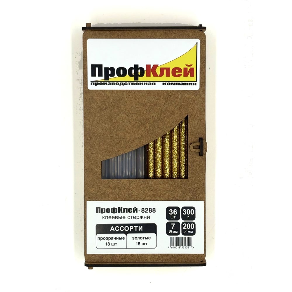 Изображение товара Клеевые стержни ПрофКлей 8288 ассорти (прозрачные + золото), 7х200 мм, 36 шт, 300 г RU.8288.TG