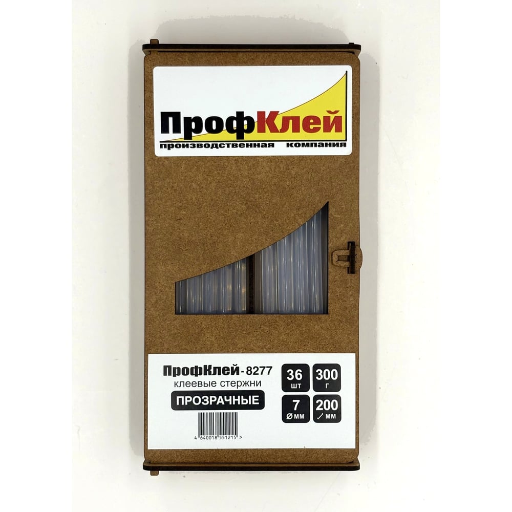 Изображение товара Клеевые стержни ПрофКлей 8277 прозрачные, 7х200 мм, 36 шт, 300 г RU.8277.T