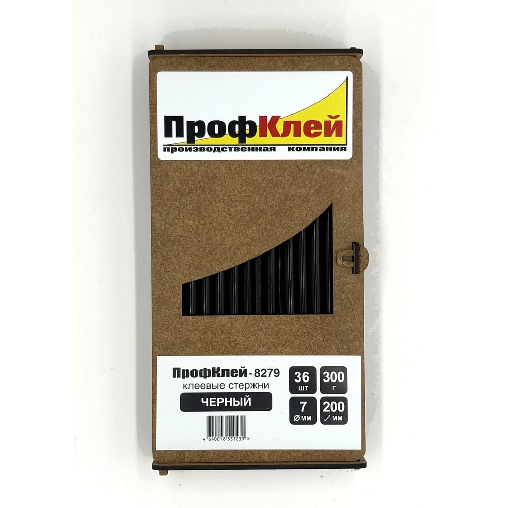 Изображение товара Клеевые стержни ПрофКлей 8279 черные 7.4 мм, 36 шт для универсальных работ