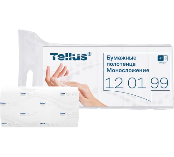 Изображение товара Полотенца бумажные  Tellus Моносложение в компактной упаковке, категория качества Стандарт, 1-сл. (5 пачек в упаковке)120199