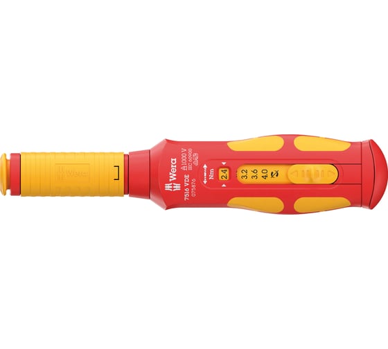 Изображение товара Отвёртка динамометрическая WERA 7516 Safe-Torque VDE Kraftform 2.4 / 2.8 / 3.2 / 3.6 / 4.0 Нм WE-075876