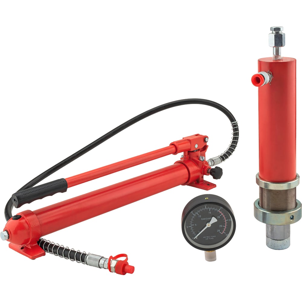 Изображение товара Цилиндр гидравлический для пресса гидравлического Forcekraft 20т в комплекте с насосом и манометром FK-0100-3L(64141)