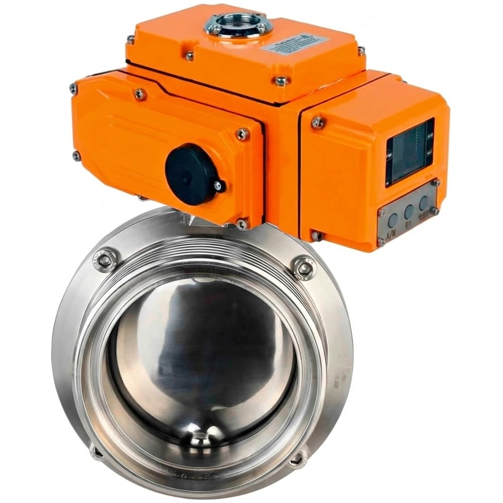 Затвор дисковый DN.ru 304-304-Sil-2W-T-H Ду32 Ру10 резьбовой, пищевая нерж. сталь, эл.привод QT-005-220В (4-20мА) HARK D050-90205