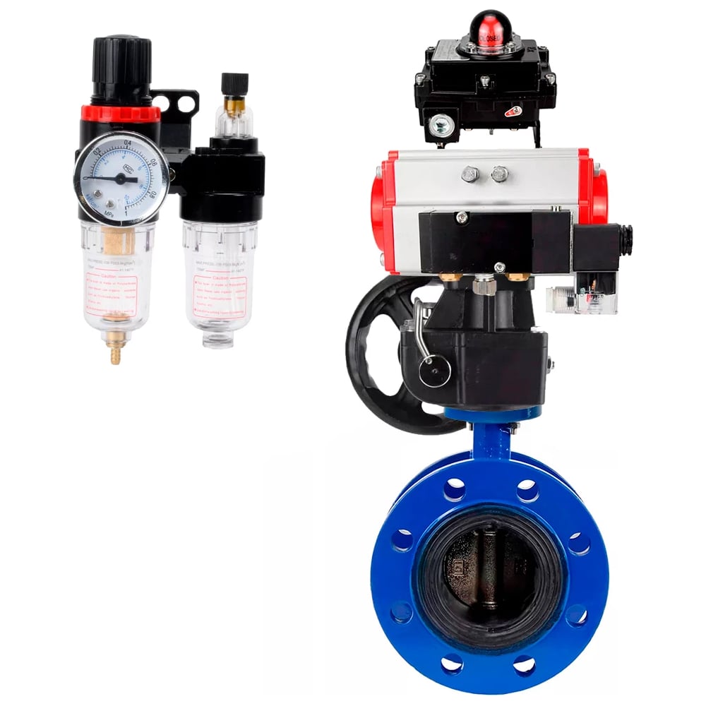 Затвор дисковый DN.ru GGG40-304-EPDM-2W-F-H Ду125 Ру16 пневмопривод DA-130, пневмораспределитель 220VAC, БКВ LSB-410, дублером HDM-3, БПВ D050-56753