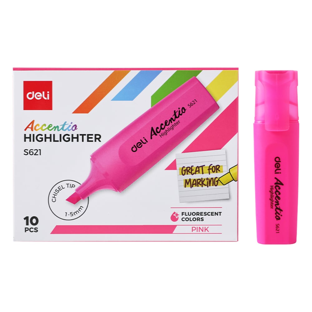 Изображение товара Ручка Deli Accent Delight с скошенным наконечником 1-5 мм розовая 10 шт