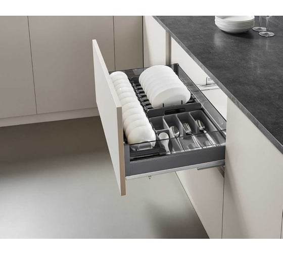 Изображение товара Сушка для мисок и тарелок Mebax Premium Line, выдвижной фасад, 700 мм, серый 51317000 00-00003519