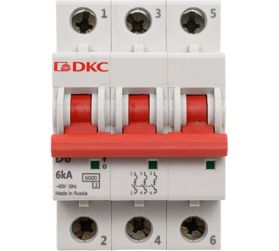 Изображение товара Автоматический модульный выключатель DKC YON MD63 3P 6А D 6kA MD63-3D6-6