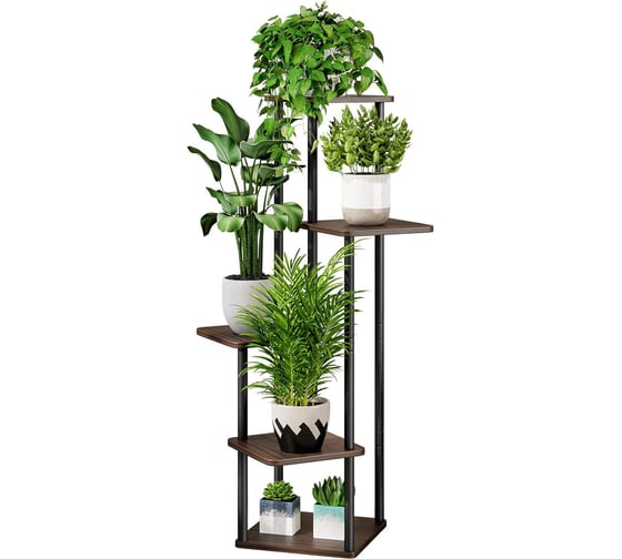 Изображение товара Напольная подставка GARDEN SHOW для цветов №6 5 полок МДФ венге 60х60х106,3 см металл черный 266578