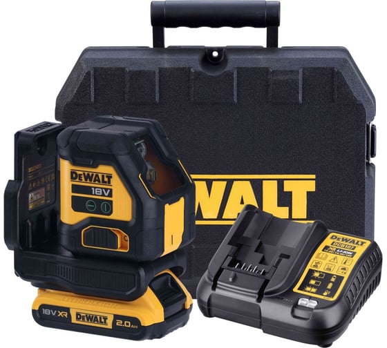 Изображение товара Аккумуляторный лазерный нивелир Dewalt DCLE34021D1, 18 В, зеленый луч, 55 м, с АКБ 2 Ач и ЗУ, в кейсе DCLE34021D1-QW