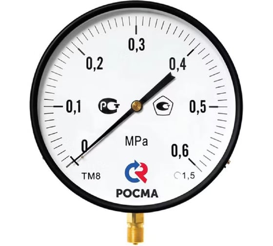 Изображение товара Манометр РОСМА ТМ-810Р.00 радиальный (0-4МПа) М20х1.5 1.5, ДК250мм D070-01647