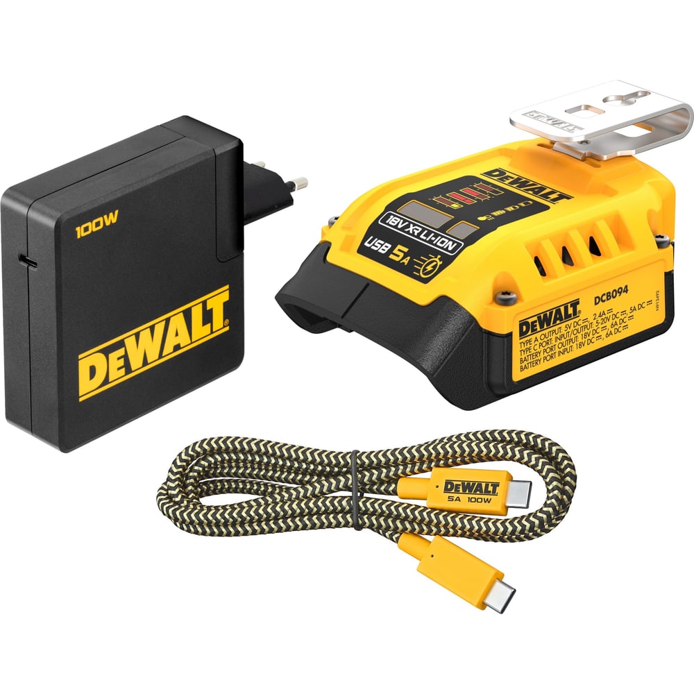 USB-адаптер для аккумуляторов Dewalt DCB094K, 18/54 В, 2.4 и 5 А () DCB094K-QW