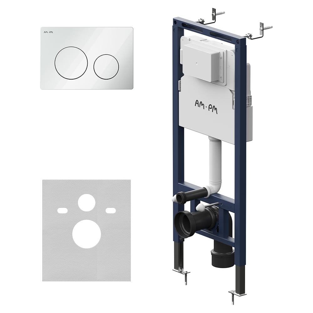 Изображение товара Инсталляция для подвесного унитаза AM.PM MasterFit с клавишей L, бел глянц I012713.0101