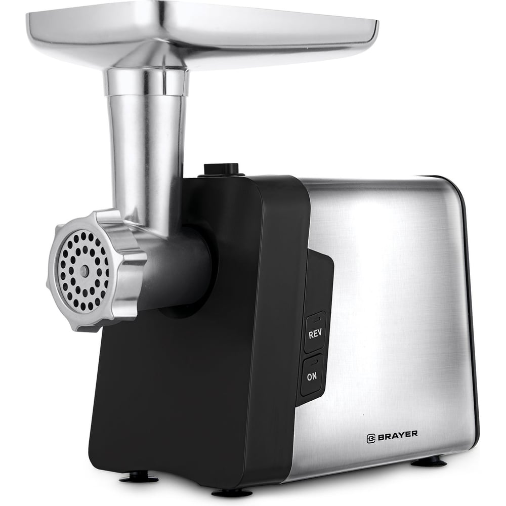 Изображение товара Мясорубка BRAYER 1616BR, 1800 Вт, реверс, насадки для кеббе, колбасы, 2 диска 5,7 мм, терка крупная, мелкая, шинковка, толкатель BR1616 Изображение товара Мясорубка BRAYER 1616BR, 1800 Вт, реверс, насадки для кеббе, колбасы, 2 диска 5,7 мм, терка крупная, мелкая, шинковка, толкатель BR1616