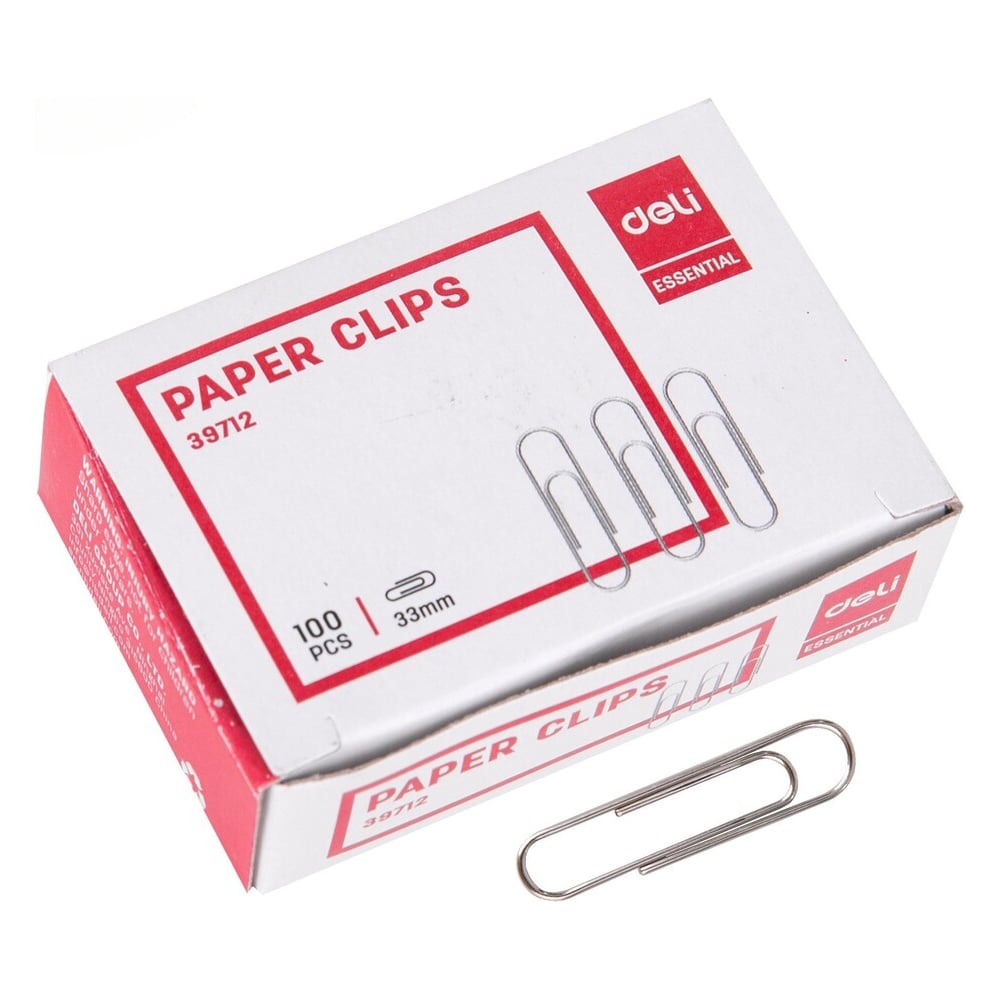 Изображение товара Металлические скрепки Deli 43 мм, 100 шт, надежное закрепление документов