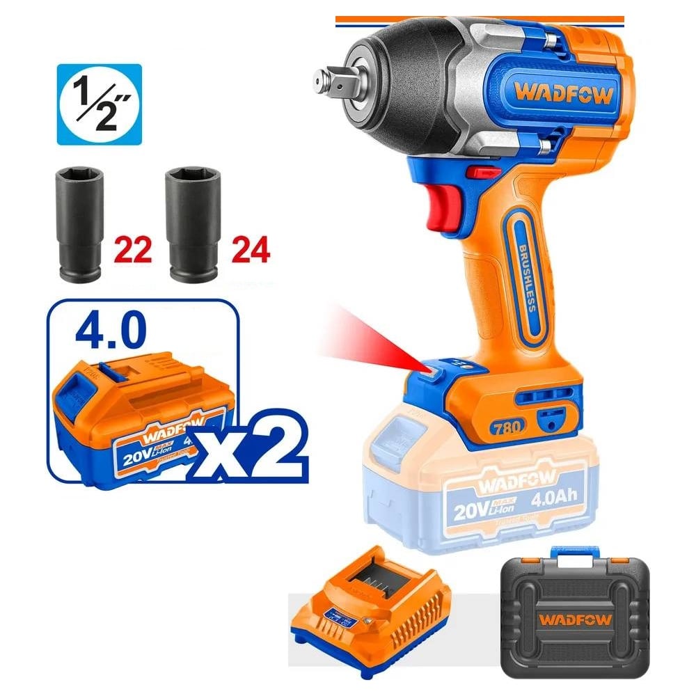Изображение товара Гайковерт аккумуляторный WADFOW 20В 780 Нм ударный с подсветкой