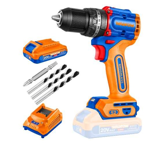 Изображение товара Шуруповерт аккумуляторный ударный WADFOW 20В 52 Нм, б//щ 5 WCDP5282