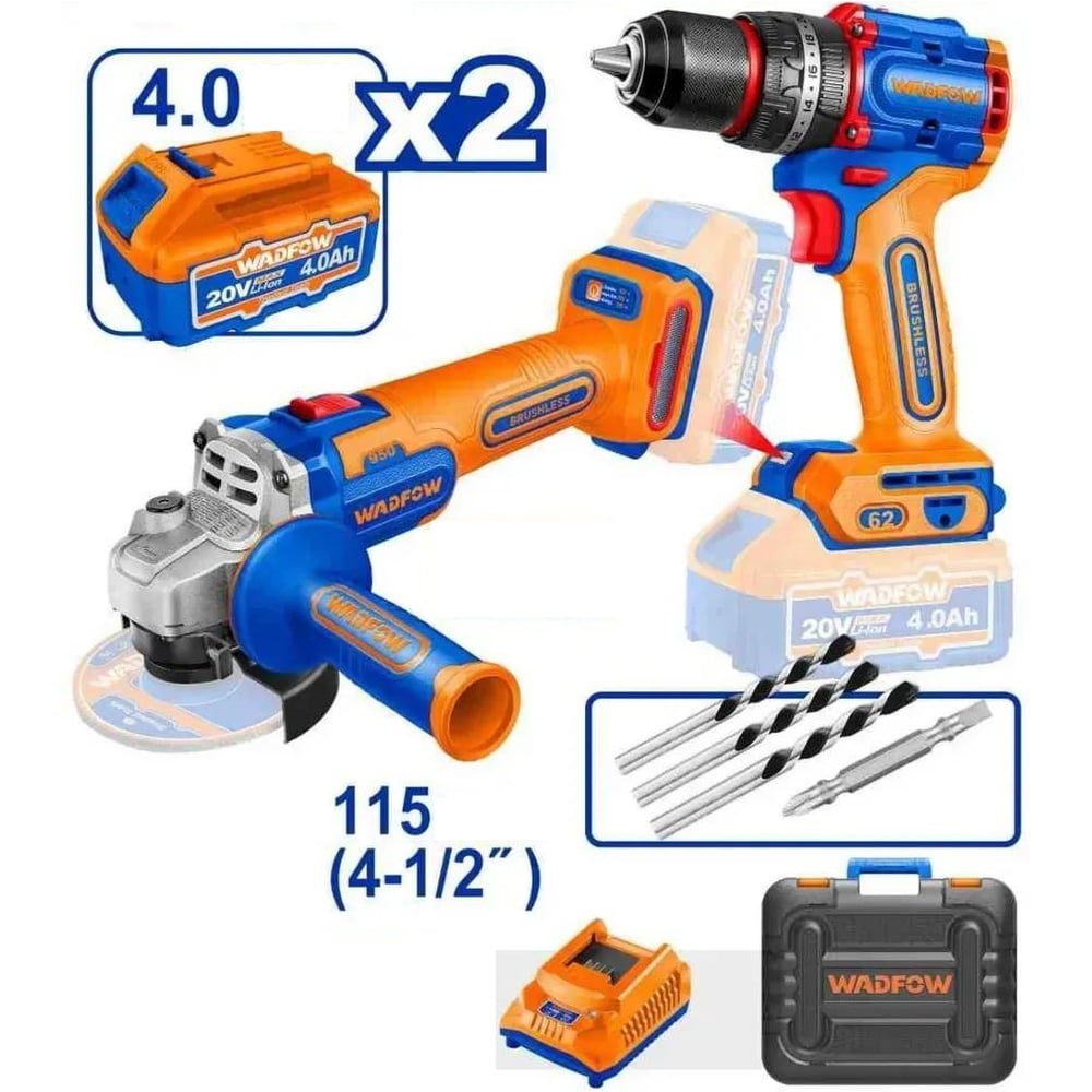 Изображение товара Набор аккумуляторного инструмента WADFOW 20В 4 WCK20273