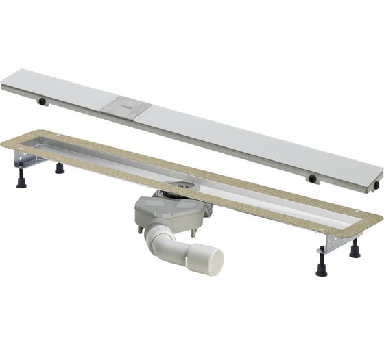 Изображение товара Трап для душа регулируемый Viega Advantix Basic 67 (L=120см)с песч.посып. с нож.с решёткой стекл светло-серое 687618+617066