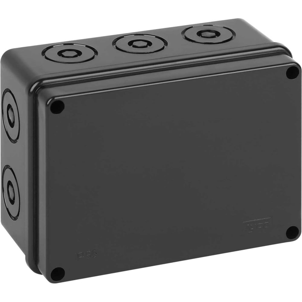 Изображение товара Коробка распаячная для открытой проводки Рувинил Тусо 150x110x70мм без гермовводов черная УХЛ1 IP67 67054Ч