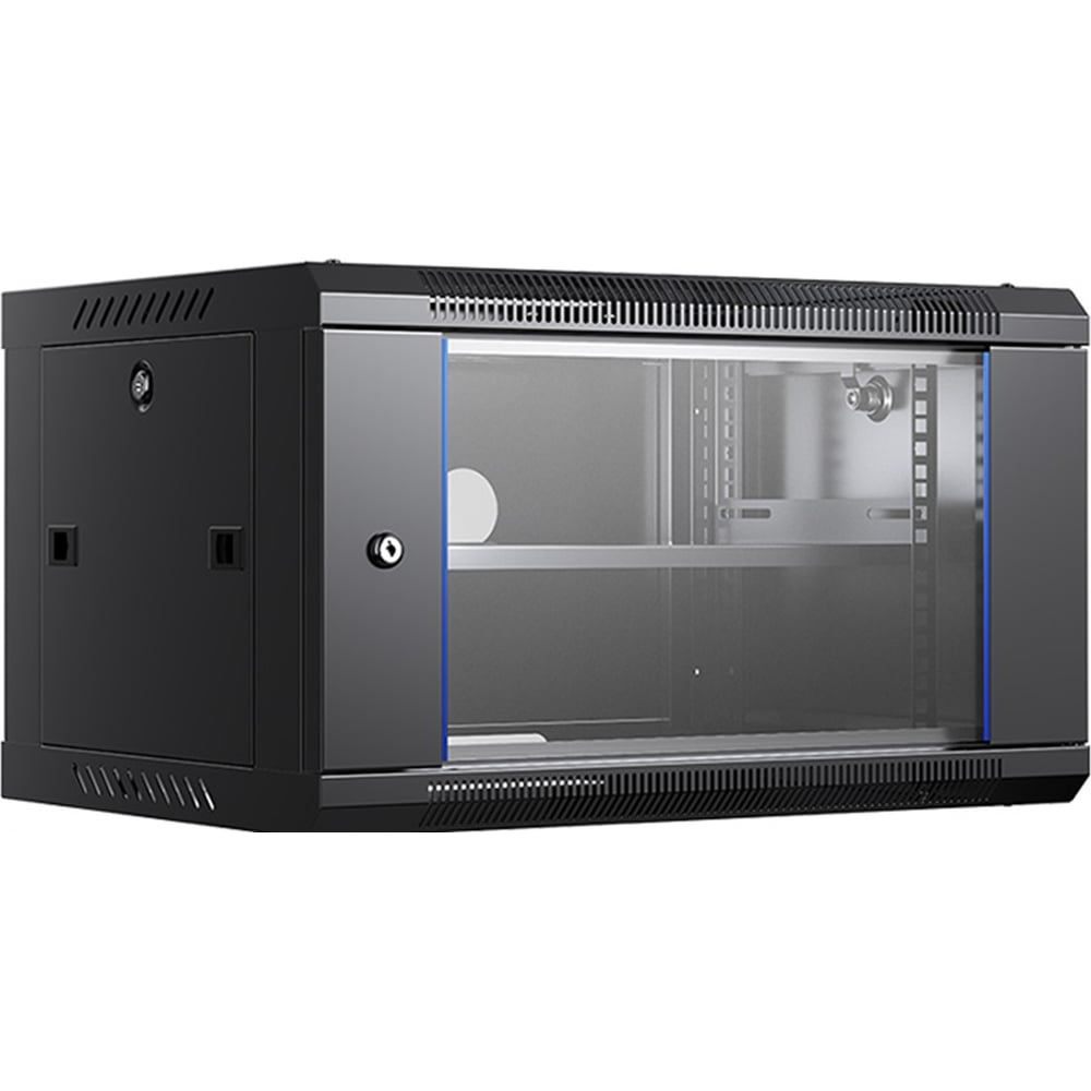 Изображение товара Шкаф навесной настенный ANDELI IT-корпус серверный 6U 600х450х352мм стеклянная дверь с замком чёрный SPL11-02