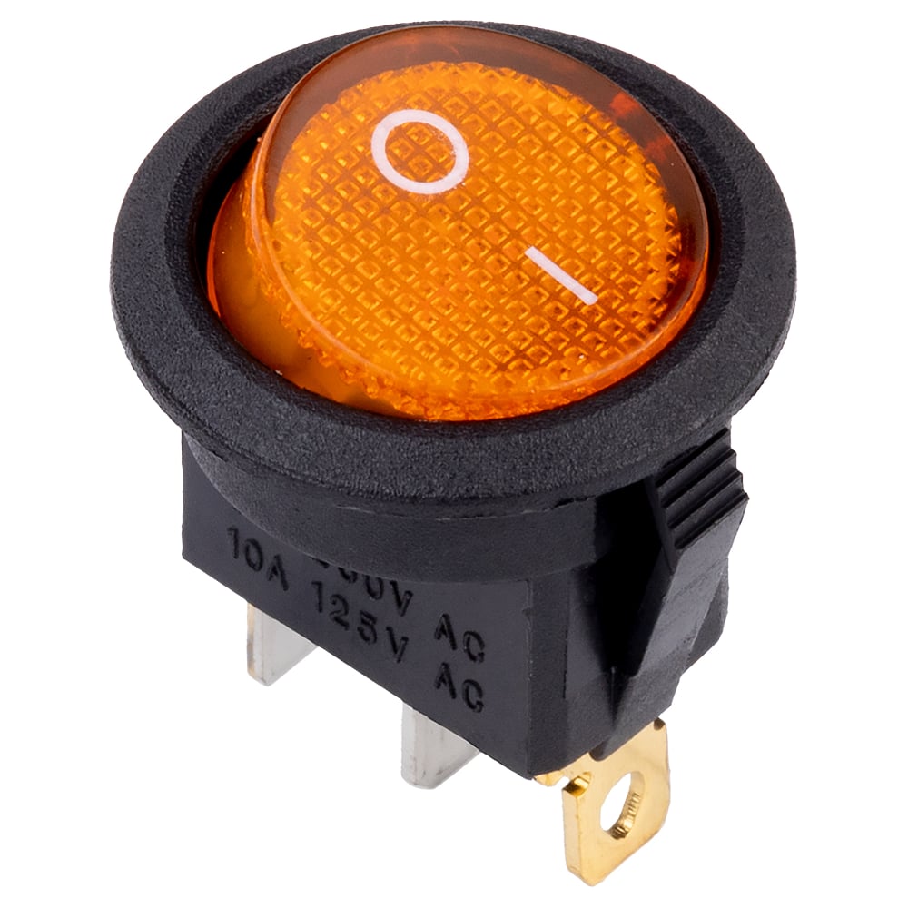 Изображение товара Выключатель клавишный SMARTBUY круглый 250В 6А (3с) ON-OFF желтый с подсветкой SBE-06-S30y